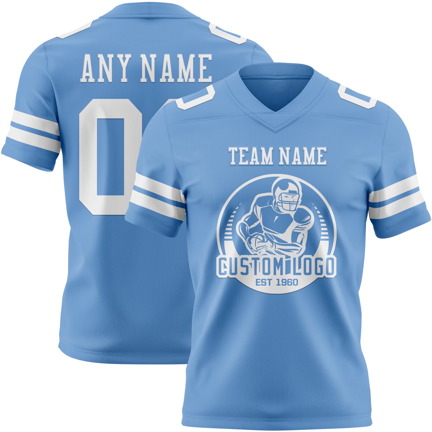 Custom Light Blue White Authentic Football Jersey