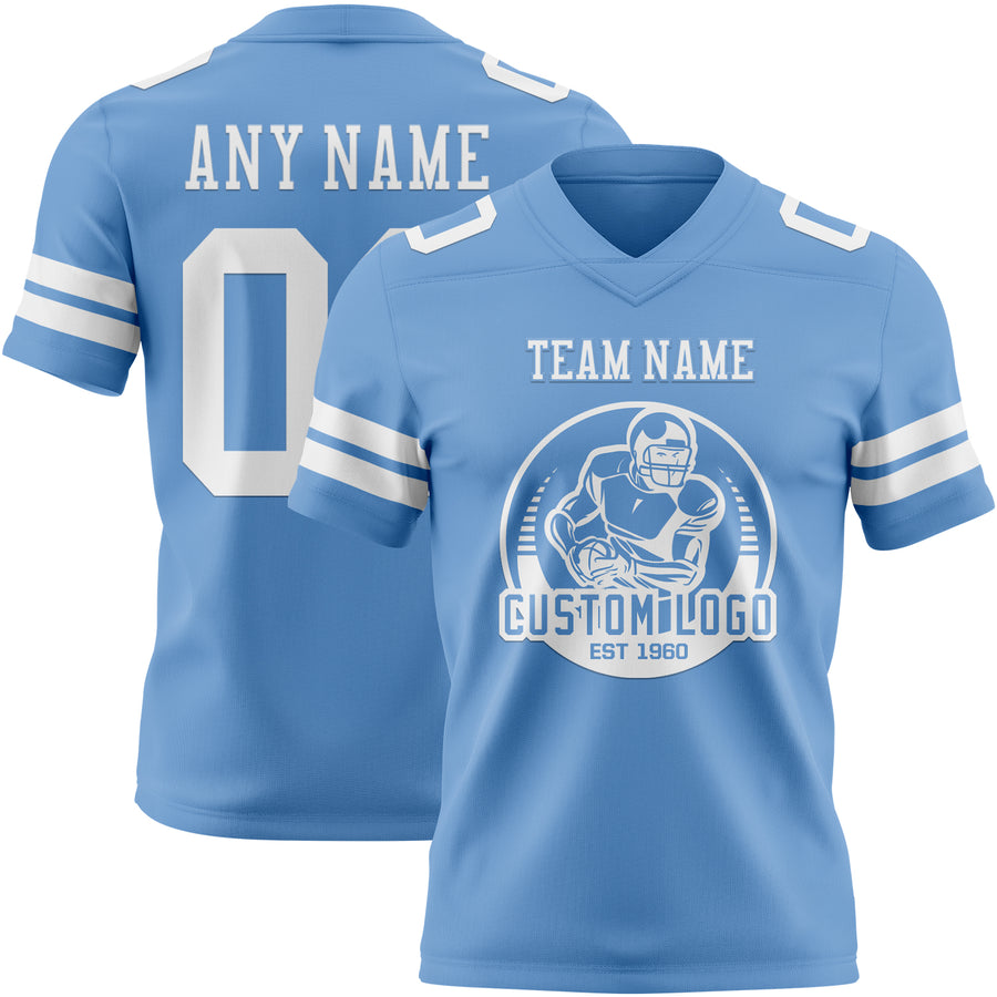 Custom Light Blue White Authentic Football Jersey