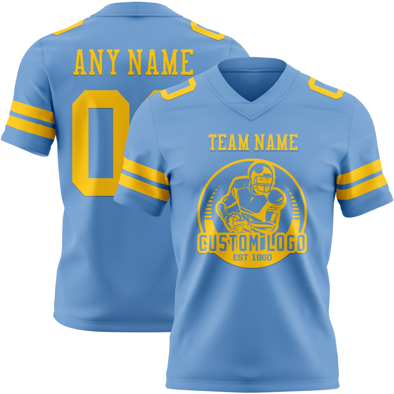 Custom Light Blue Yellow Authentic Football Jersey