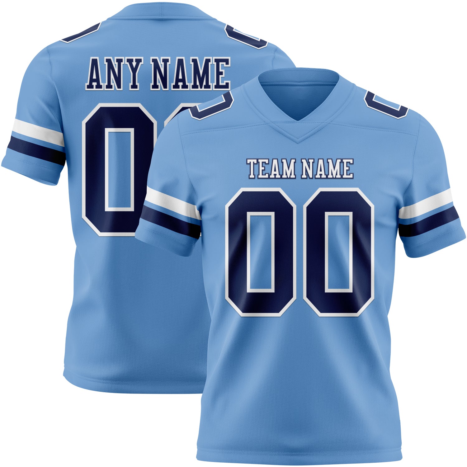 Custom Light Blue Navy-White Authentic Football Jersey