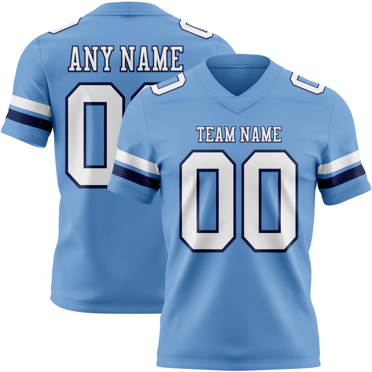 Custom Light Blue White-Navy Authentic Football Jersey