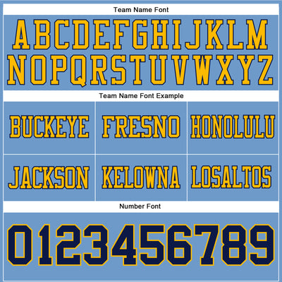 Custom Light Blue Navy-Gold Authentic Football Jersey