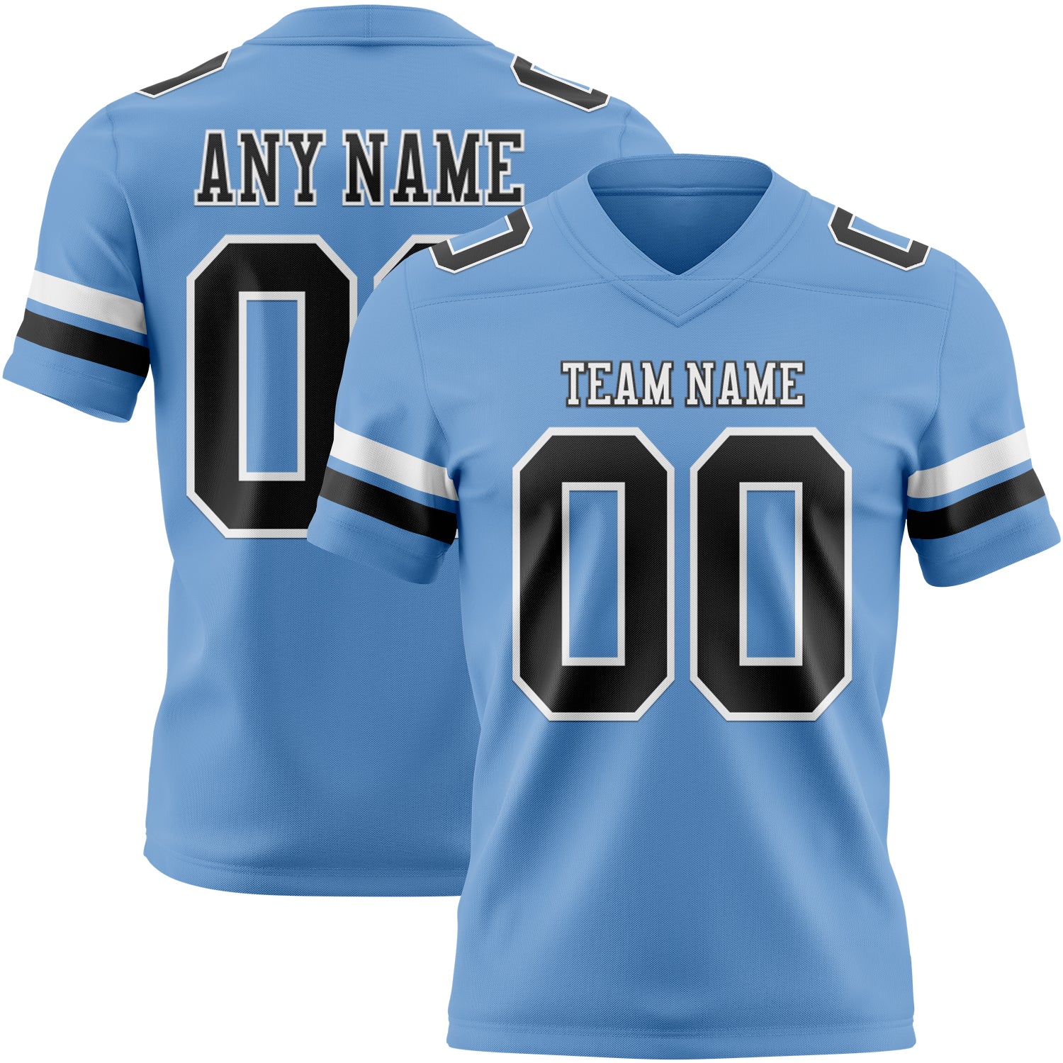 Custom Light Blue Navy-White Authentic Football Jersey