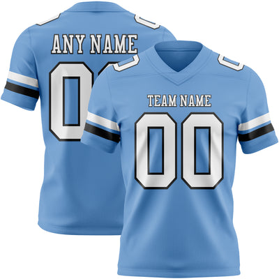Custom Light Blue White-Black Authentic Football Jersey