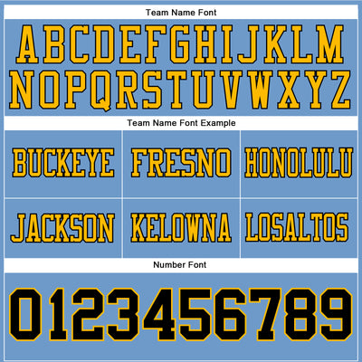 Custom Light Blue Black-Gold Authentic Football Jersey