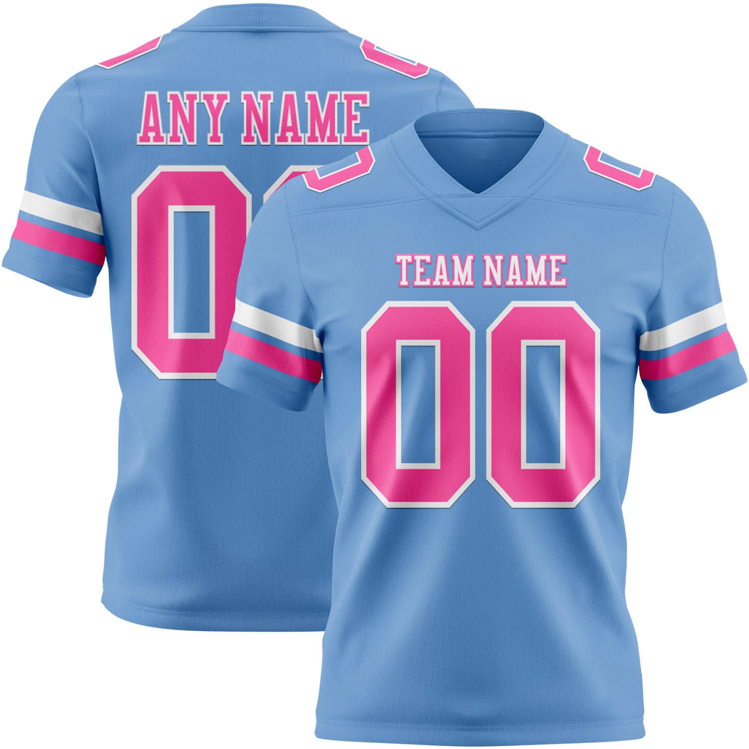 Custom Light Blue Pink-White Authentic Football Jersey