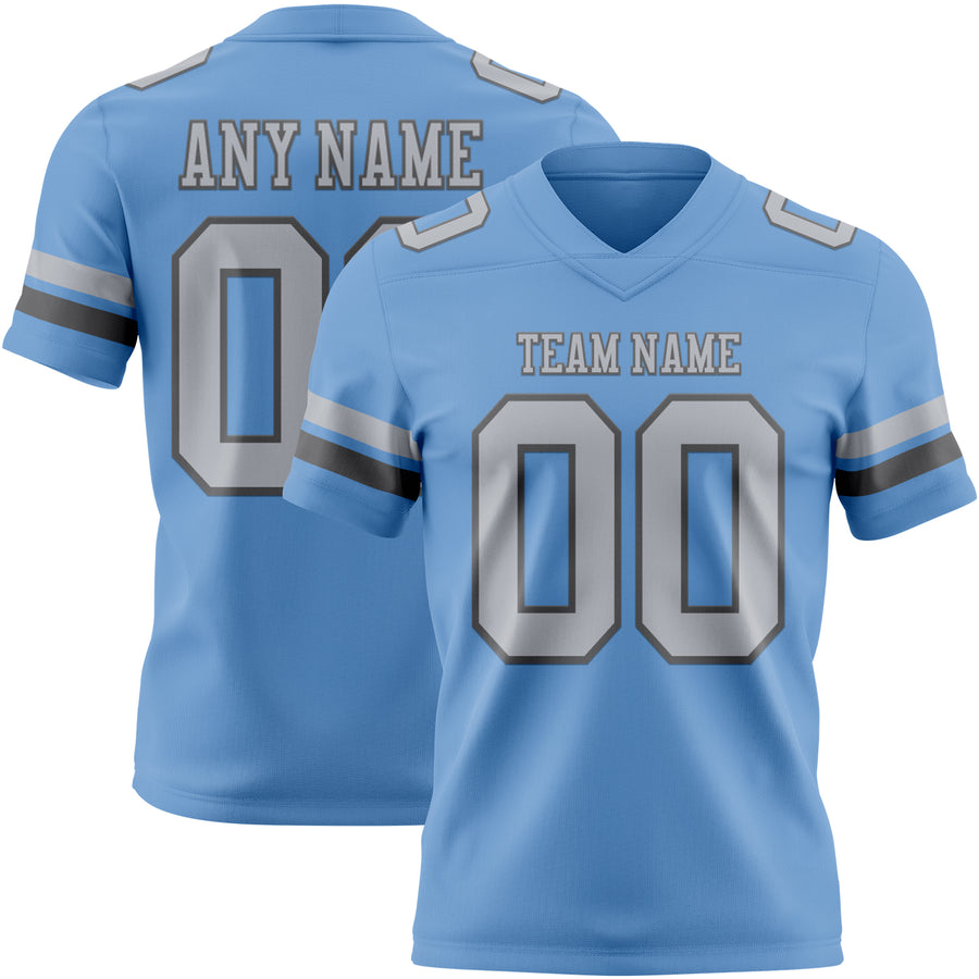 Custom Light Blue Gray-Steel Gray Authentic Football Jersey