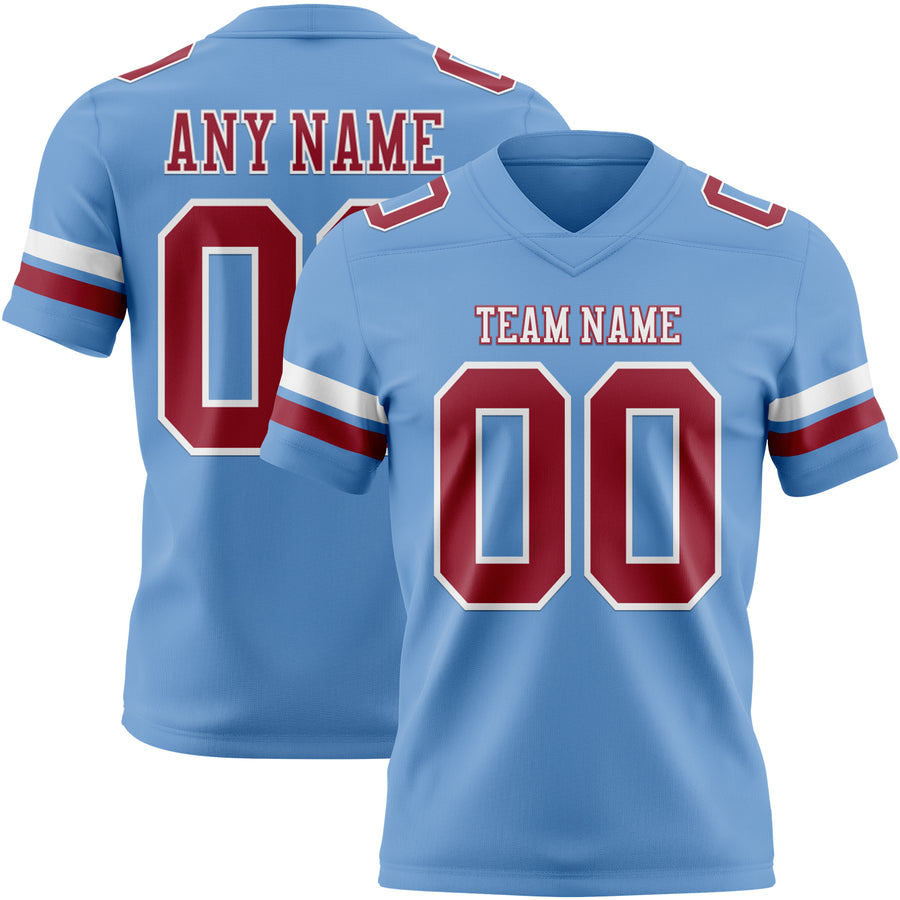 Custom Light Blue Cardinal-White Authentic Football Jersey