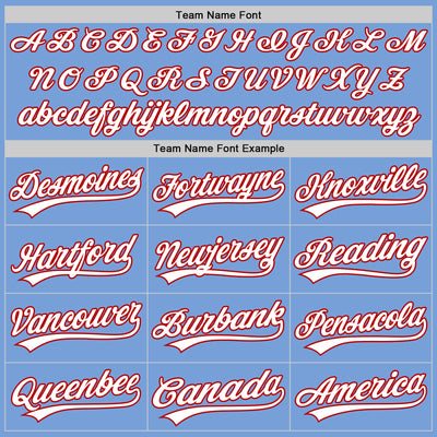 Custom Stitched Light Blue White-Red Baseball Pullover Sweatshirt Hoodie
