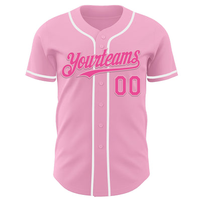 Custom Light Pink Pink-White Authentic Baseball Jersey
