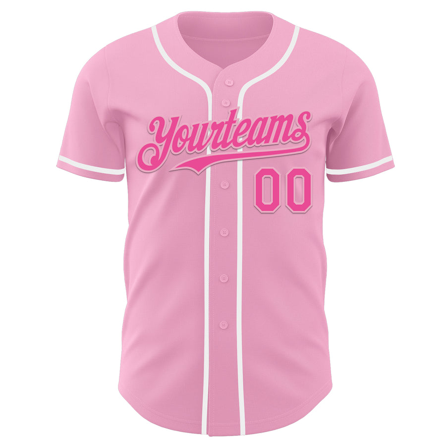 Custom Light Pink Pink-White Authentic Baseball Jersey
