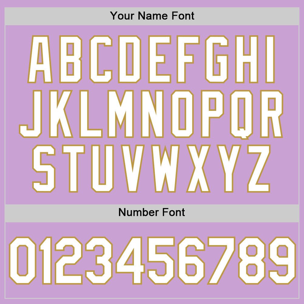 Custom Light Purple White-Old Gold Authentic Baseball Jersey