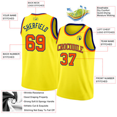 Custom Light Yellow Orange-Royal Authentic Basketball Jersey