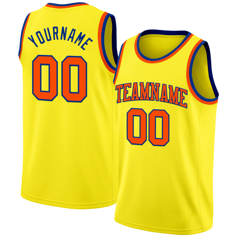 Custom Light Yellow Orange-Royal Authentic Basketball Jersey
