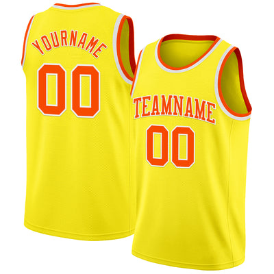 Custom Light Yellow Orange-White Authentic Basketball Jersey