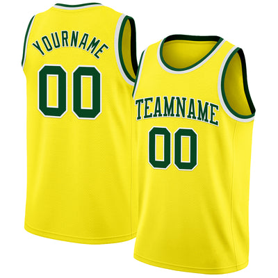 Custom Light Yellow Green-White Authentic Basketball Jersey