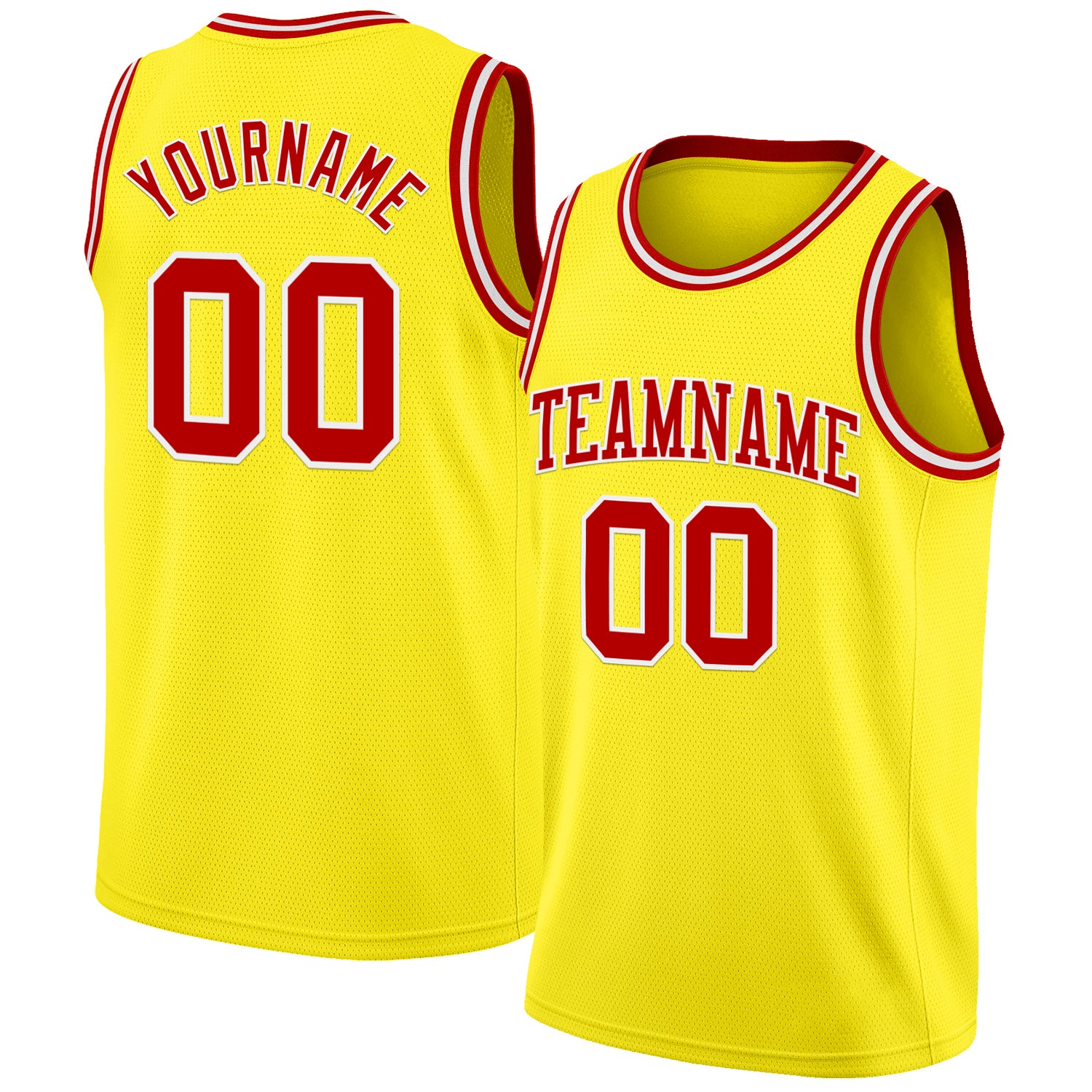 Custom Light Yellow Red-White Authentic Basketball Jersey