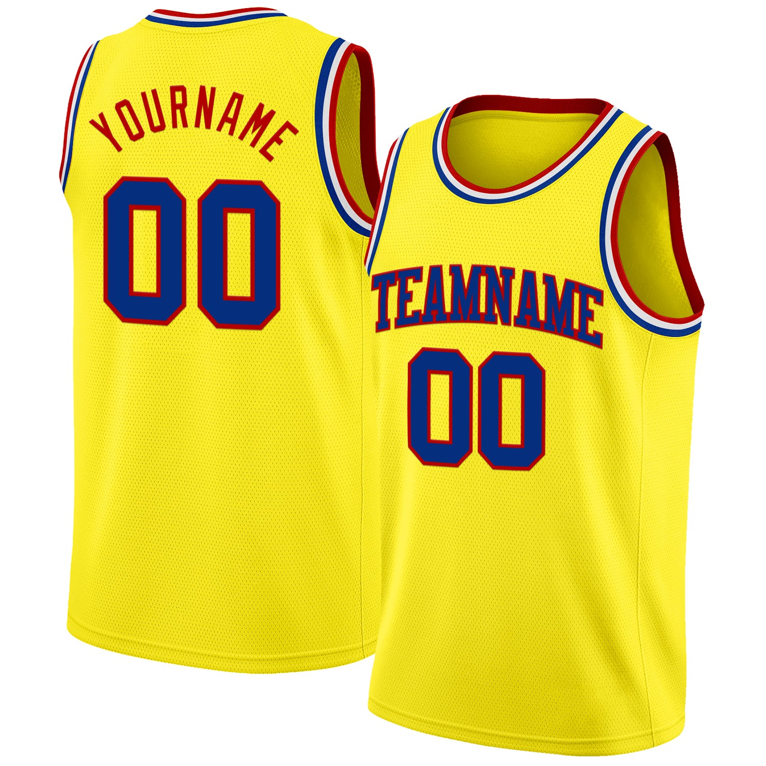 Custom Light Yellow Royal Red-White Authentic Basketball Jersey