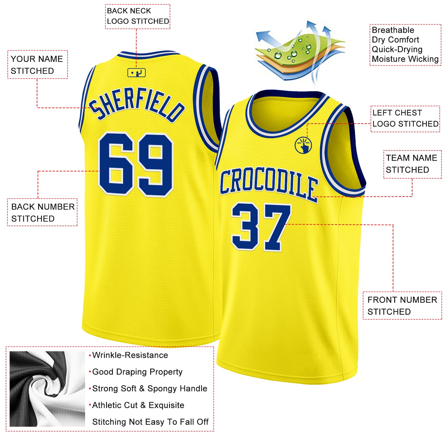 Custom Light Yellow Royal-White Authentic Basketball Jersey