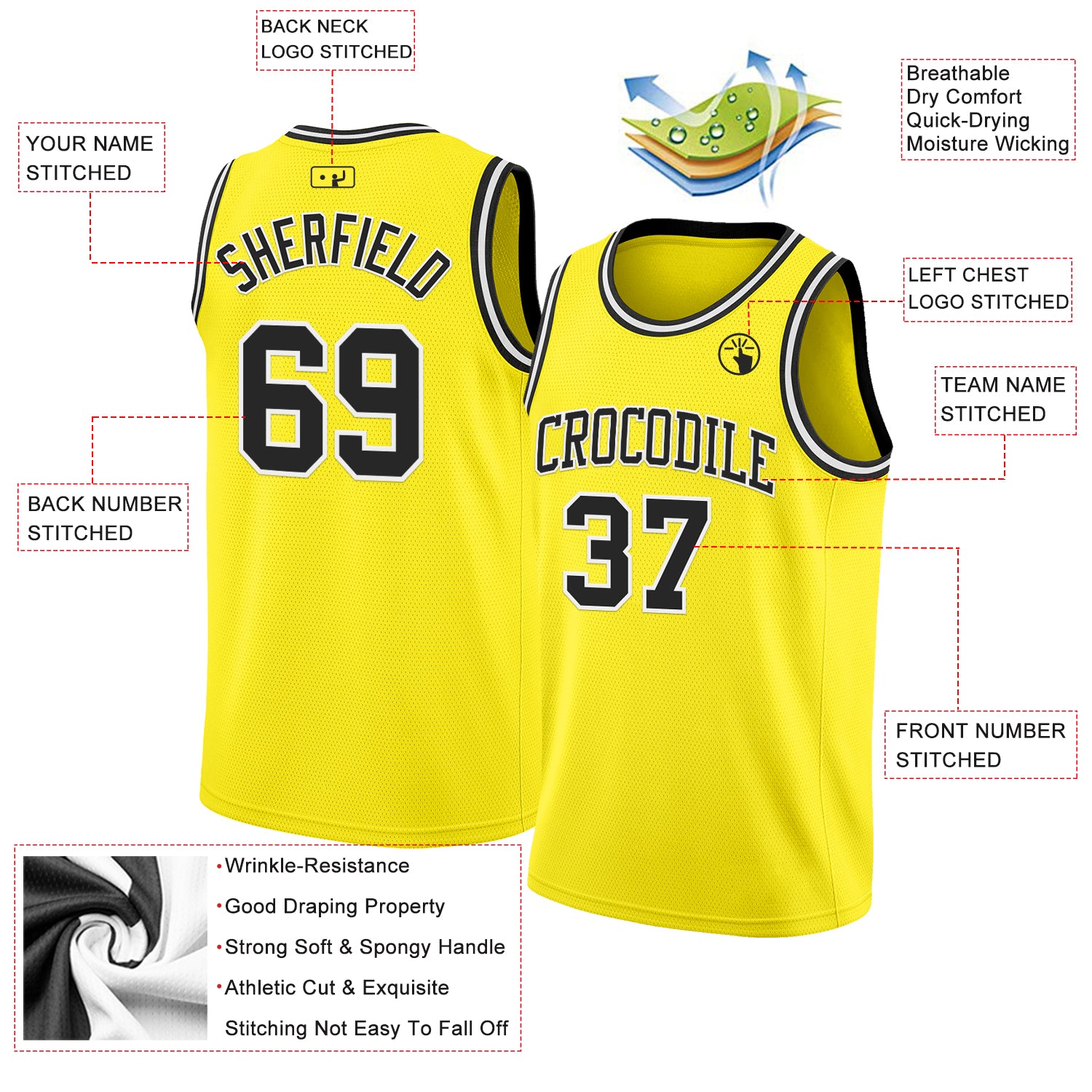 Custom Light Yellow Black-White Authentic Basketball Jersey