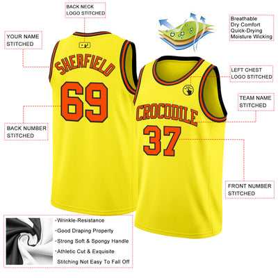 Custom Light Yellow Orange-Black Authentic Basketball Jersey