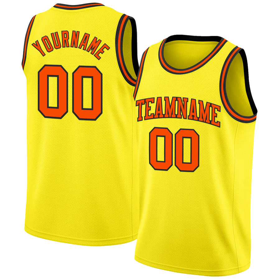 Custom Light Yellow Orange-Black Authentic Basketball Jersey