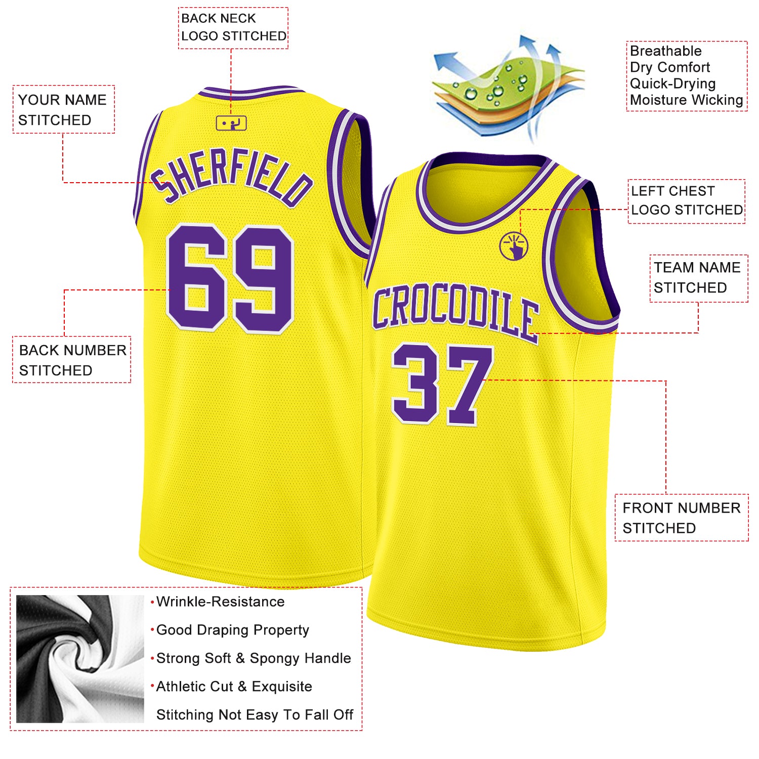 Custom Light Yellow Purple-White Authentic Basketball Jersey