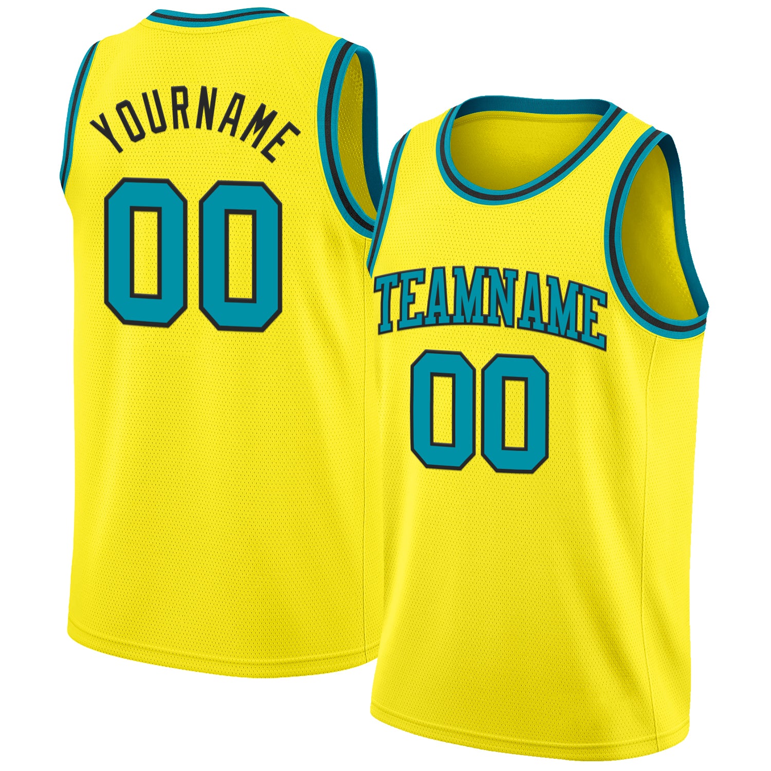 Custom Light Yellow Teal-Black Authentic Basketball Jersey