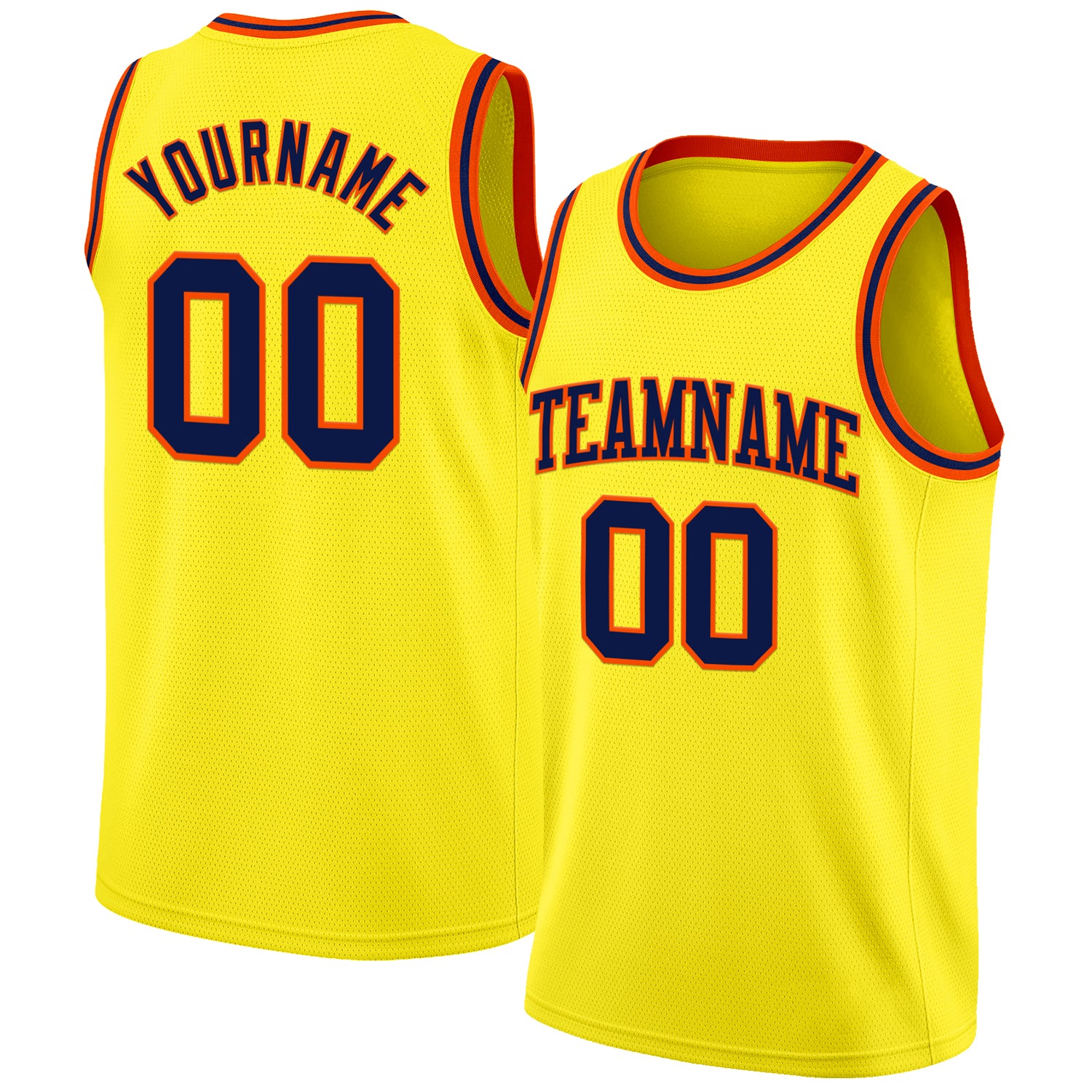 Custom Light Yellow Navy-Orange Authentic Basketball Jersey