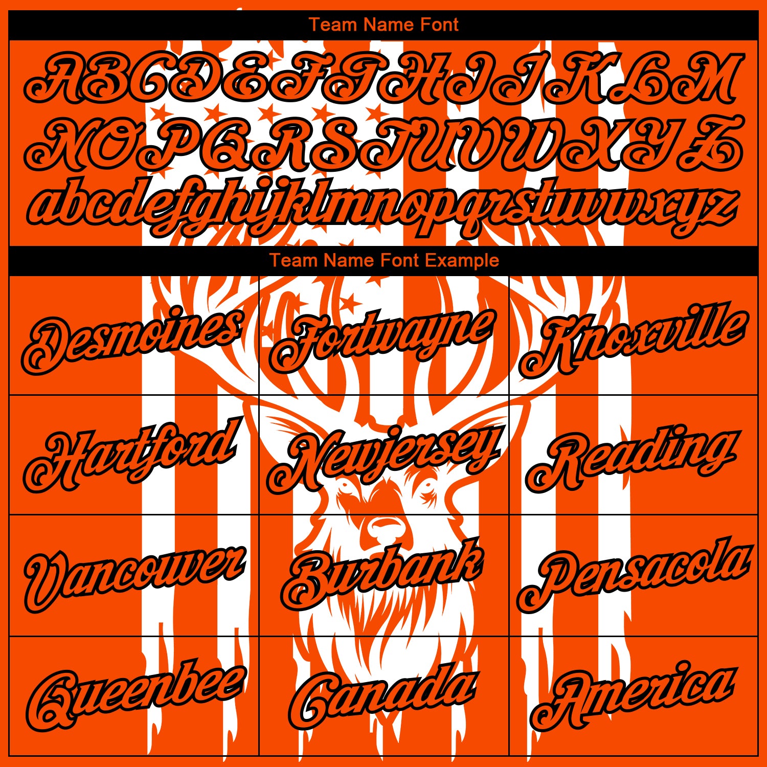 Custom Orange Black-White 3D Animal Deer Hunting American Flag Long Sleeve Performance T-Shirt