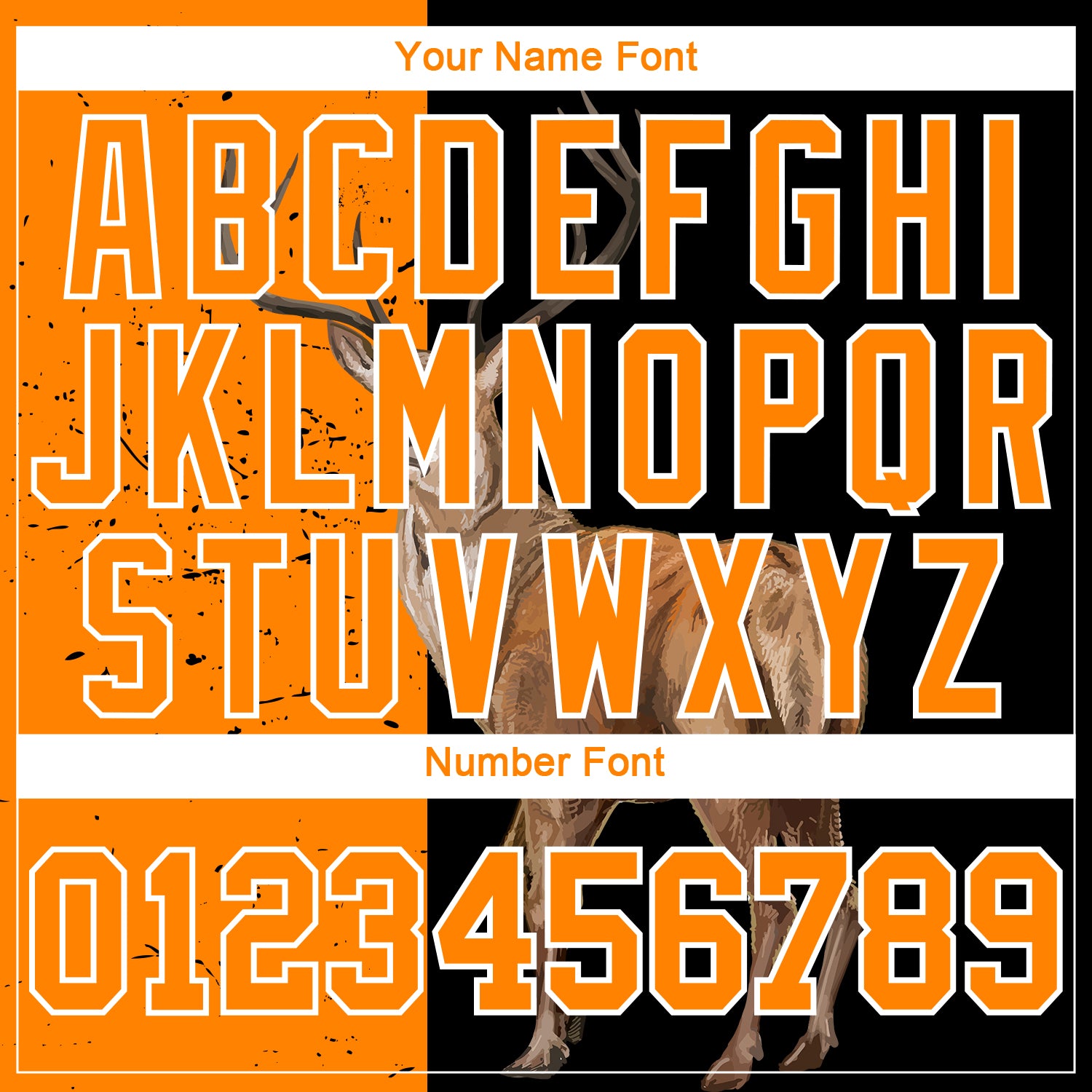 Custom Black Bay Orange-White 3D Animal Deer Hunting Sleeve Performance T-Shirt