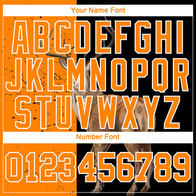 Custom Black Bay Orange-White 3D Animal Deer Hunting Sleeve Performance T-Shirt