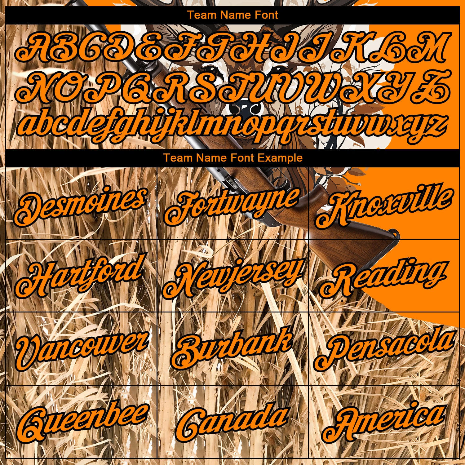 Custom Bay Orange Black 3D Animal Deer Hunting Tool Gun Long Sleeve Performance T-Shirt