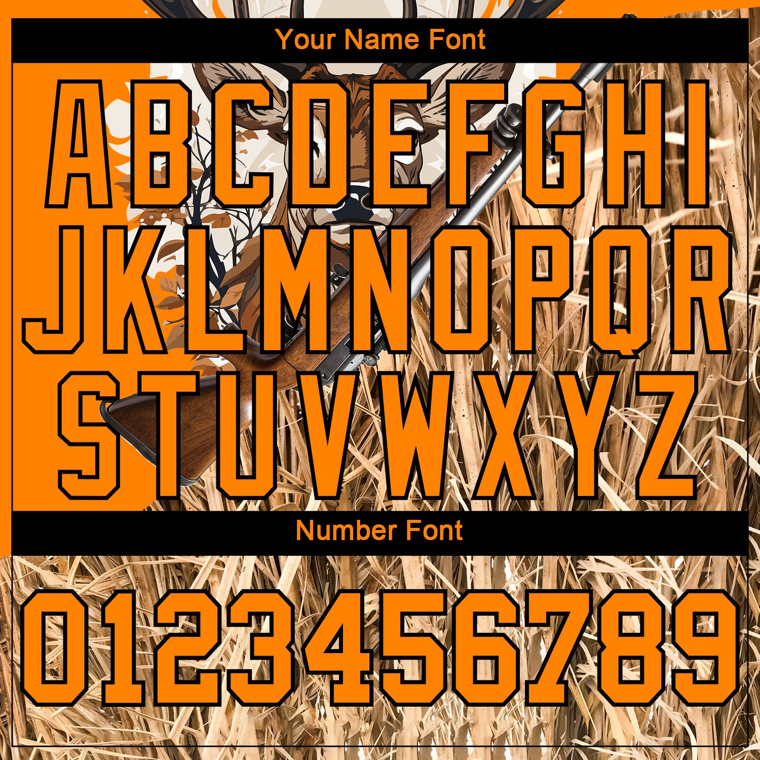 Custom Bay Orange Black 3D Animal Deer Hunting Tool Gun Long Sleeve Performance T-Shirt