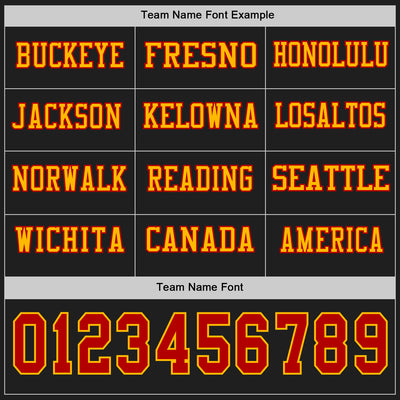 Custom Black Red-Gold Long Sleeve Authentic Football Jersey