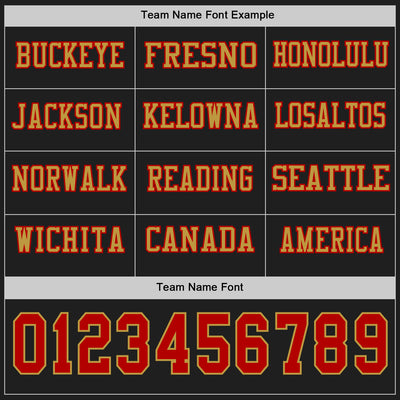 Custom Black Red-Old Gold Long Sleeve Authentic Football Jersey