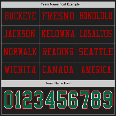 Custom Black Kelly Green White-Red Long Sleeve Authentic Football Jersey