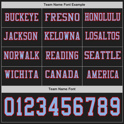 Custom Black Light Blue-Red Long Sleeve Authentic Football Jersey