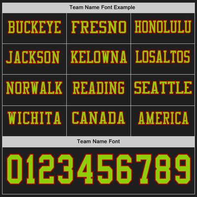 Custom Black Neon Green-Red Long Sleeve Authentic Football Jersey