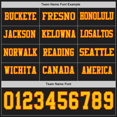 Custom Black Yellow-Orange Long Sleeve Authentic Football Jersey