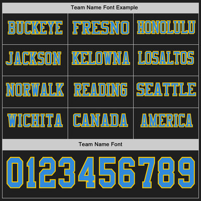 Custom Black Powder Blue-Yellow Long Sleeve Authentic Football Jersey