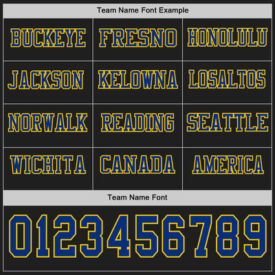 Custom Black Royal-Yellow Long Sleeve Authentic Football Jersey