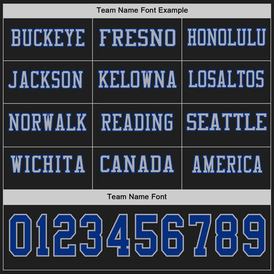 Custom Black Royal-Gray Long Sleeve Authentic Football Jersey