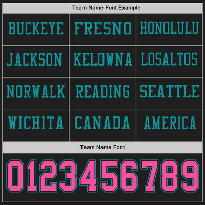 Custom Black Pink-Teal Long Sleeve Authentic Football Jersey