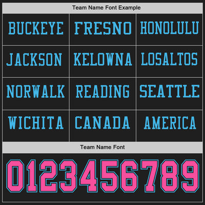 Custom Black Pink-Sky Blue Long Sleeve Authentic Football Jersey