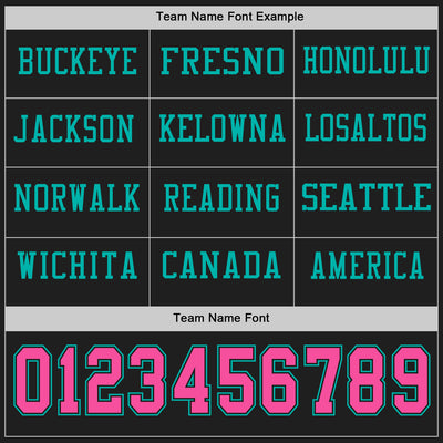 Custom Black Pink-Aqua Long Sleeve Authentic Football Jersey