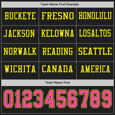 Custom Black Pink-Light Yellow Long Sleeve Authentic Football Jersey