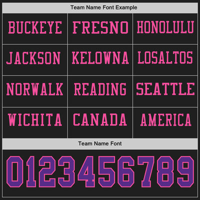 Custom Black Purple-Pink Long Sleeve Authentic Football Jersey