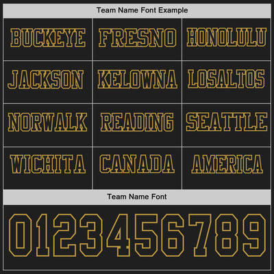 Custom Black Old Gold Long Sleeve Authentic Football Jersey