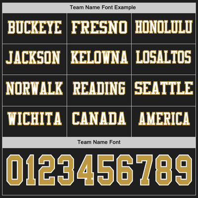 Custom Black Old Gold-White Long Sleeve Authentic Football Jersey